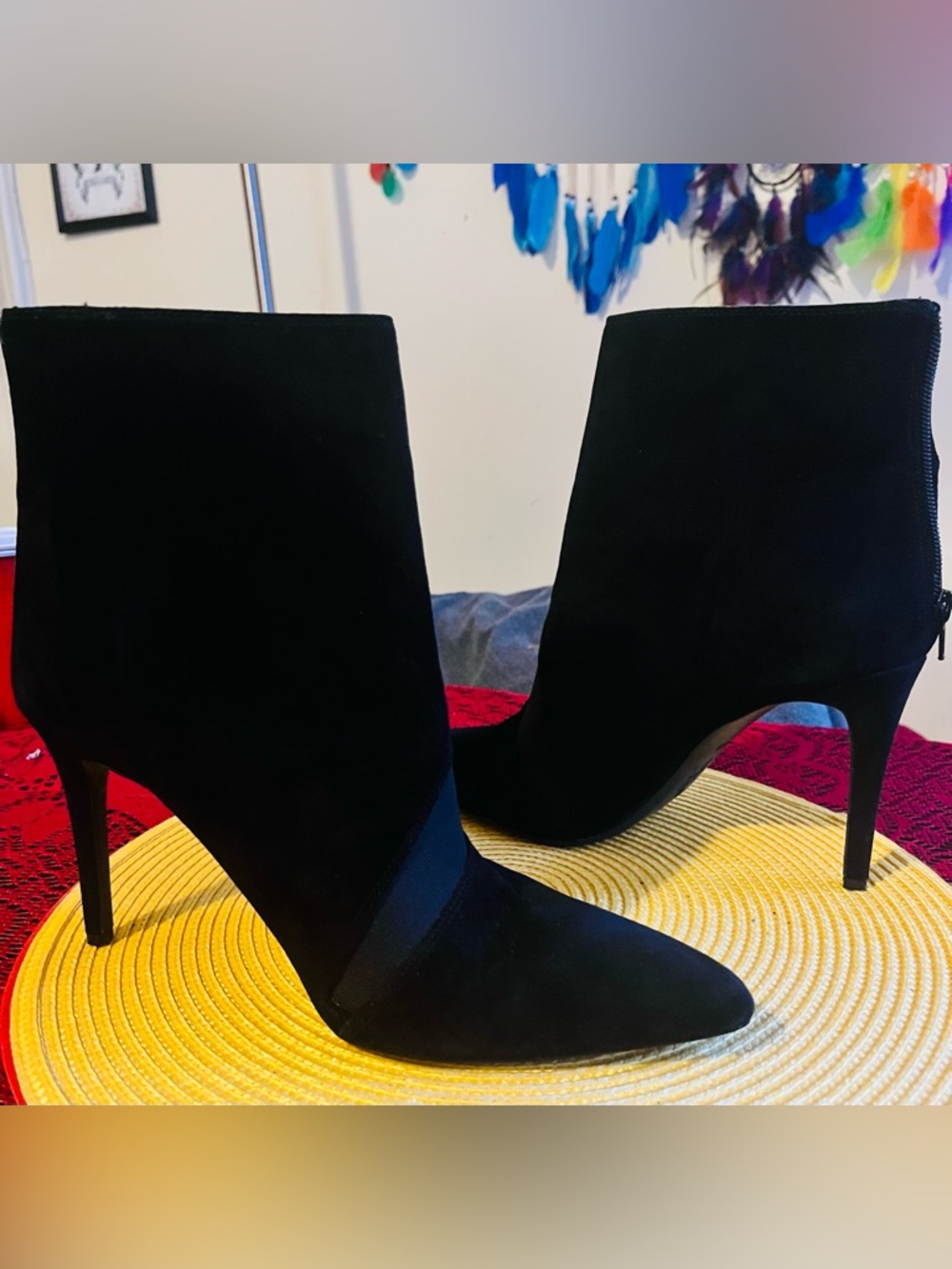 Nine West, Women’s Fifer Black Suede Pointed-Toe Ankle Bootie, Size 11